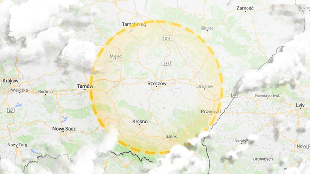 Map of Rzeszow area